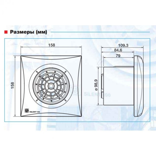 Вытяжка для ванной диаметр 100 мм Soler & Palau SILENT-100 CZ ECOWATT