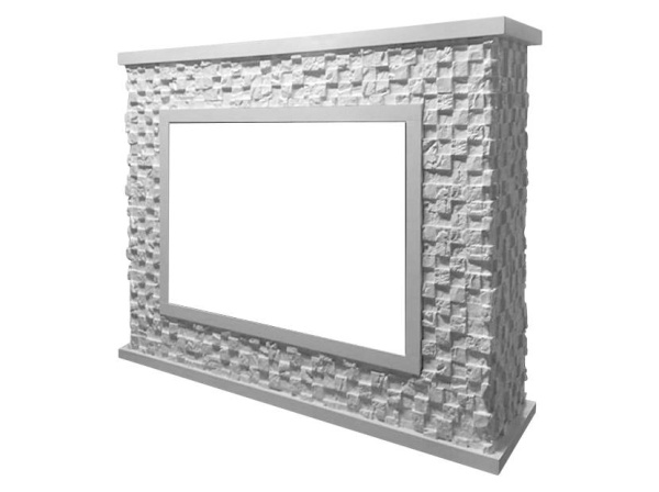 Широкий портал Firelight Quadro 30 камень песчаник античный белый, белая эмаль