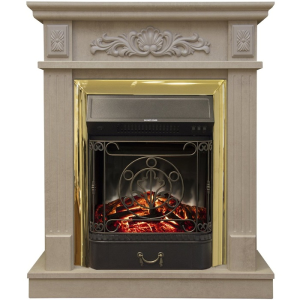 Электрический камин с обогревом Real-Flame Adelaida STD/EUG WT с очагом Fobos s Lux BL/BR, Majestic s Lux BL/BR
