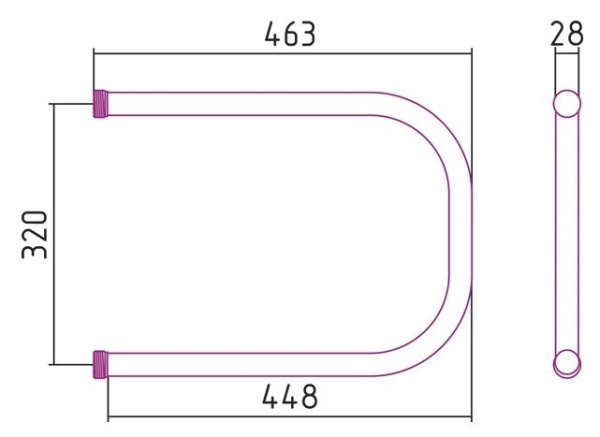 Водяной полотенцесушитель СТИЛЬЕ ПС П-обр. 320х450 резьба-сгон 1