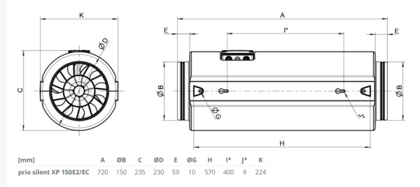 Канальный круглый вентилятор Systemair prio silent XP 150E2