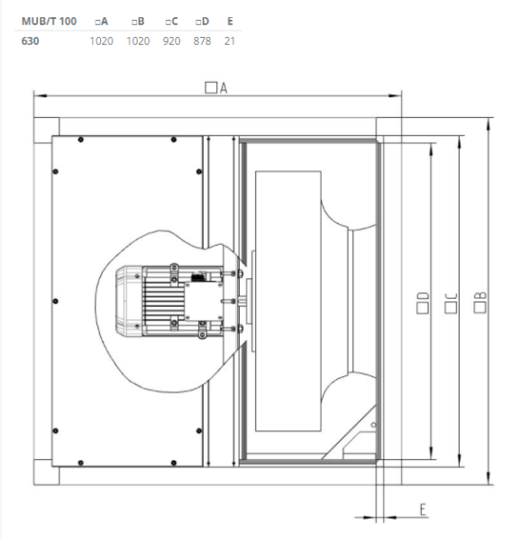 Жаростойкий кухонный вентилятор Systemair MUB/T 100 630D4-K2-L