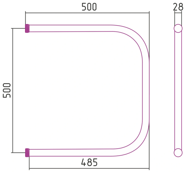 Водяной полотенцесушитель СТИЛЬЕ ПС П-обр. 500х500 резьба-сгон 1
