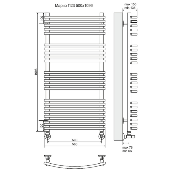 Электрический полотенцесушитель Terminus Марио П23 500*1096 E R