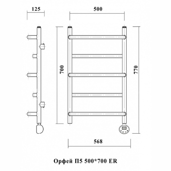 Электрический полотенцесушитель Domoterm Орфей П5 500*700 АБР ER
