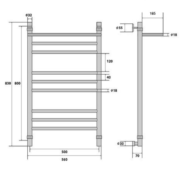 Водяной полотенцесушитель Energy Prestige Modus 800x500