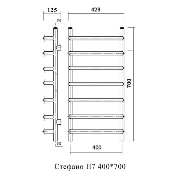 Водяной полотенцесушитель Domoterm Стефано П7 400*700 АБР