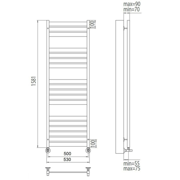 Водяной полотенцесушитель Terminus Латте П18 500*1581