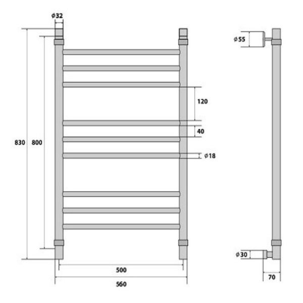Водяной полотенцесушитель Energy Prestige 800x500