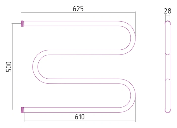 Водяной полотенцесушитель СТИЛЬЕ ПС М-обр. 500х650 резьба-сгон 1