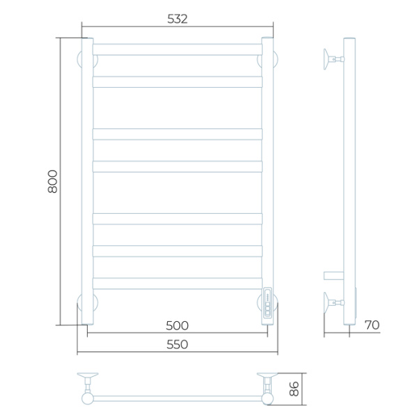 Электрический полотенцесушитель Larusso Кватро П7 500х800 EL