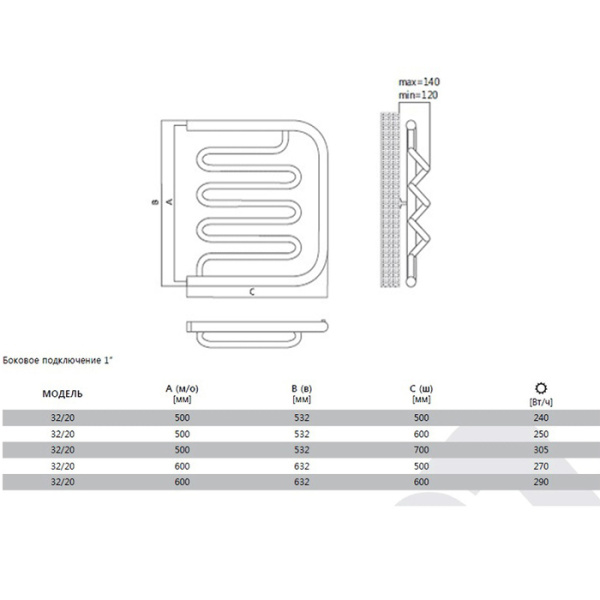 Водяной полотенцесушитель Terminus Фокстрот Лиана 500*500