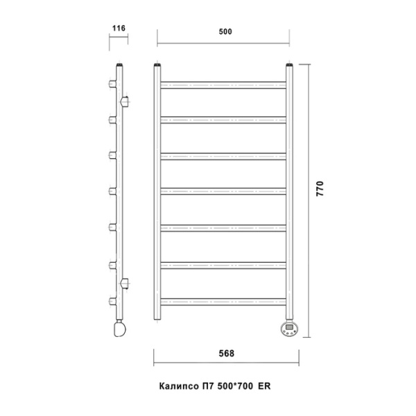 Электрический полотенцесушитель Domoterm Калипсо П7 500x700 ER золото
