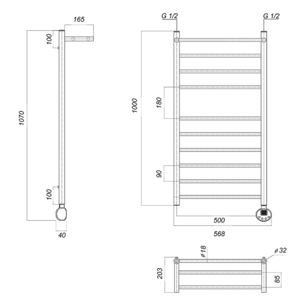 Электрический полотенцесушитель Domoterm Медея сп П10 500x1000 ER