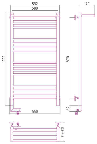Электрический полотенцесушитель Сунержа Богема с полкой 2.0 1000х500 (00-5206-1050)