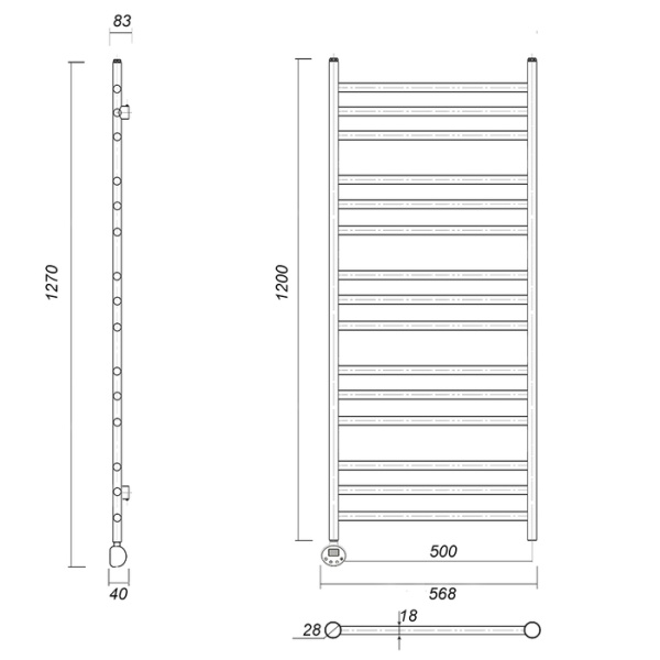 Электрический полотенцесушитель Domoterm Медея П15 500х1200 АБР EL