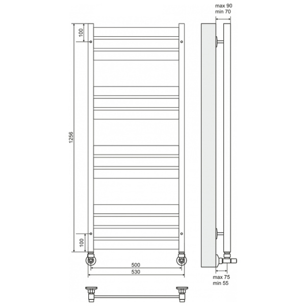 Водяной полотенцесушитель Terminus Латте П13 500х1200