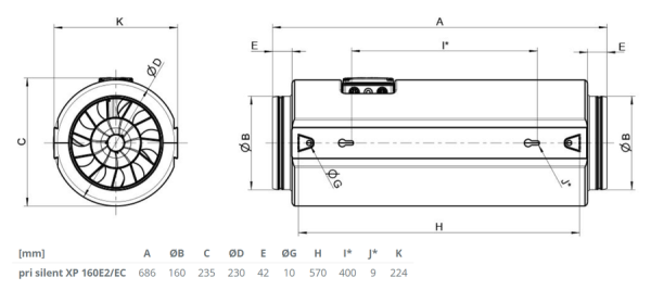 Канальный круглый вентилятор Systemair prio silent XP 160E2
