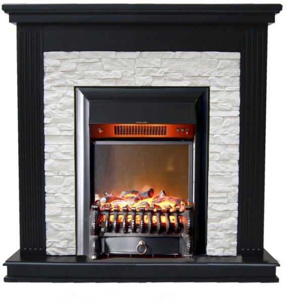 Каменный камин (портал+очаг) InterFlame Сиена сланец с очагом Fobos/Majestic