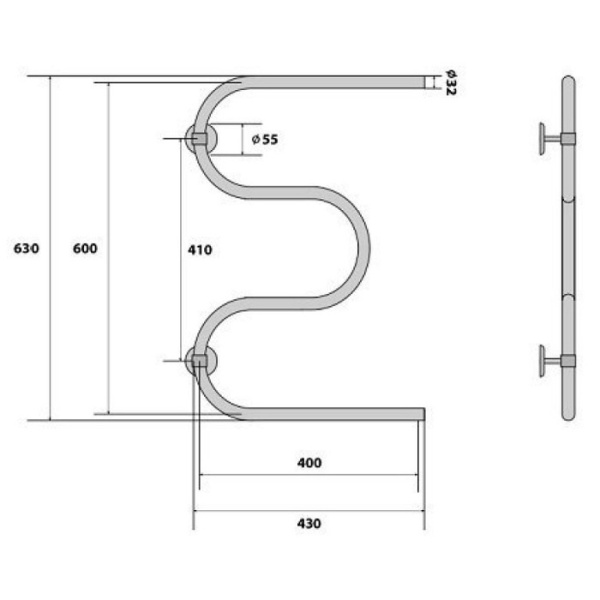Водяной полотенцесушитель Energy Solo 600x400