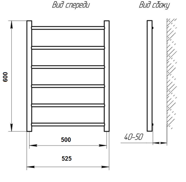 Электрический полотенцесушитель Тера Мост эл. 500х600