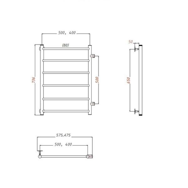 Водяной полотенцесушитель Тругор Аспект ПМ 1 50х80х40 (ЛЦ6)