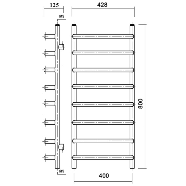 Водяной полотенцесушитель Domoterm Стефано П8 400*800 АБР