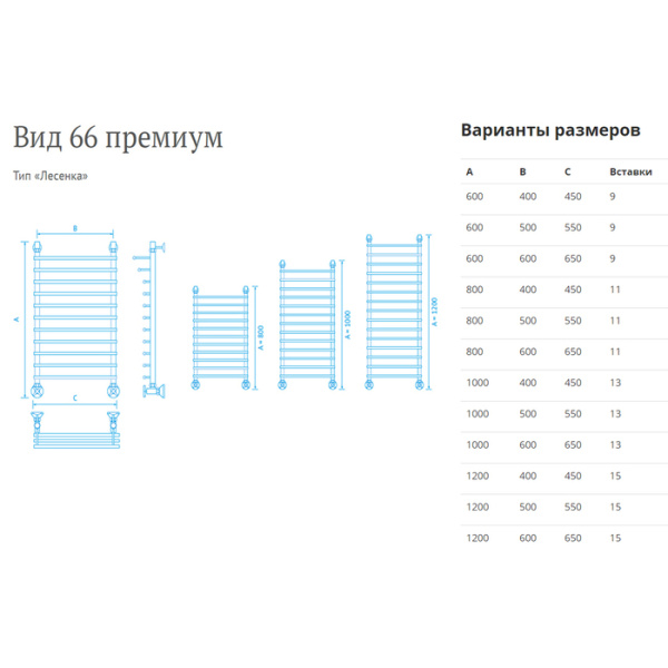 Водяной полотенцесушитель Маргроид Вид 66 премиум 80*60*65