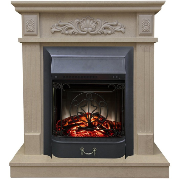Электрический камин с обогревом Real-Flame Adelaida STD/EUG WT с очагом Fobos s Lux BL/BR, Majestic s Lux BL/BR
