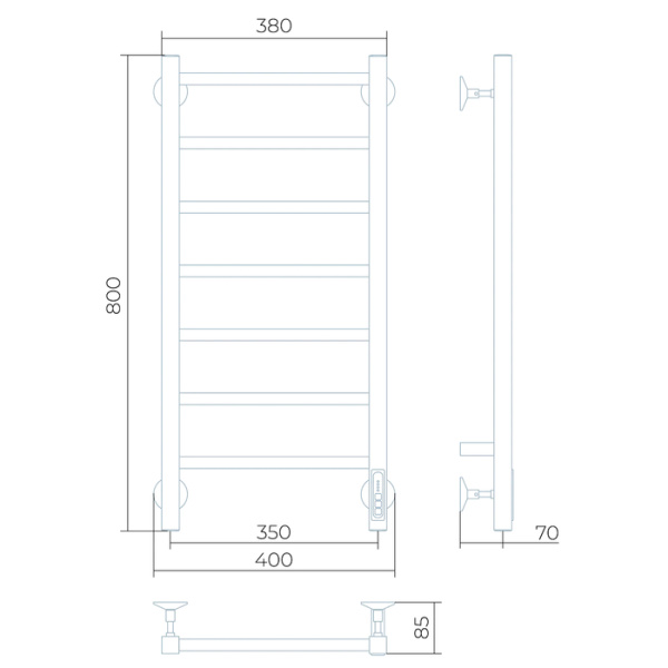 Электрический полотенцесушитель Larusso Астор П7 350х800 9005 EL