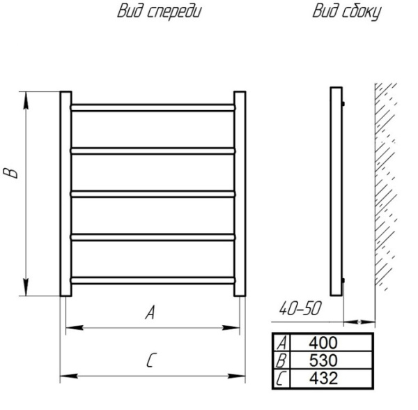 Водяной полотенцесушитель Тера КЛАССИКА ПСБ-08-02 400х600