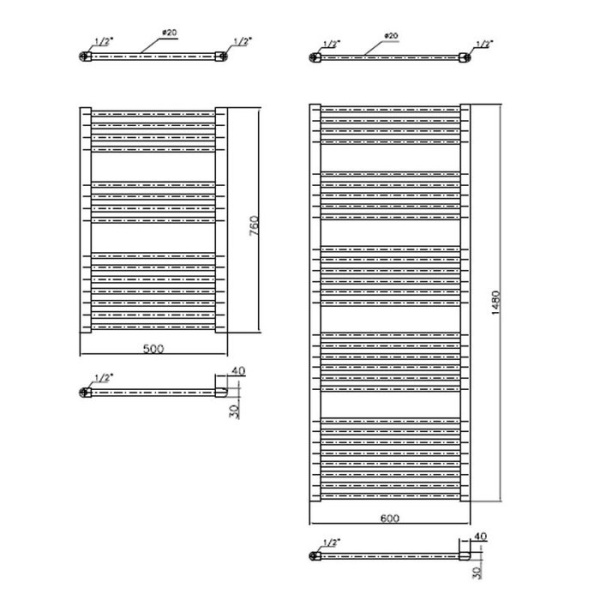 Электрический полотенцесушитель LUXRAD REGULAR 1480х500