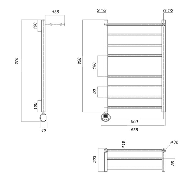 Электрический полотенцесушитель Domoterm Медея сп П8 500x800 EL
