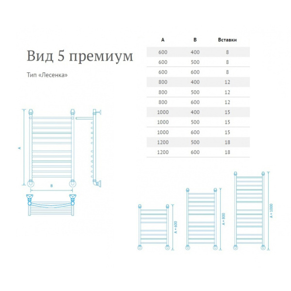Водяной полотенцесушитель Маргроид Вид 5 премиум с полкой 120*60