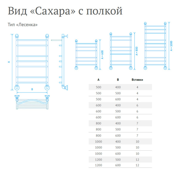 Водяной полотенцесушитель Маргроид Сахара с полкой 120*60