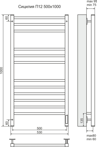 Электрический полотенцесушитель Terminus Сицилия П12 500х1000 электро