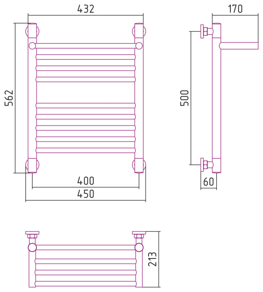 Водяной полотенцесушитель Сунержа Богема с полкой+ 500х400 (00-0223-5040)