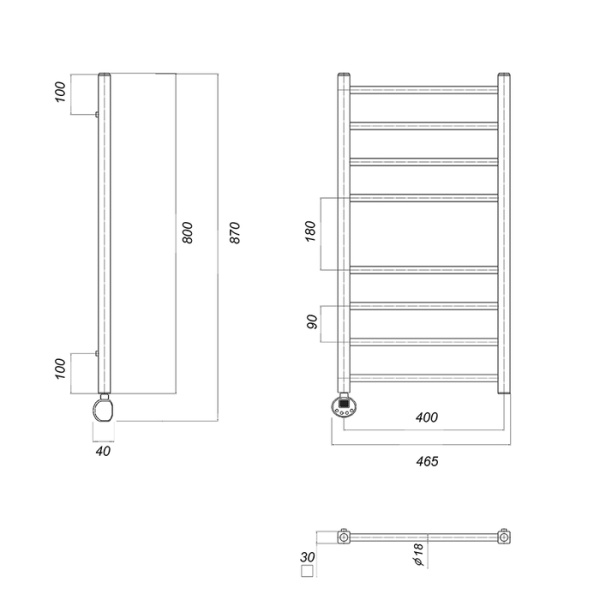 Электрический полотенцесушитель Domoterm Куба П8 500х800 EL