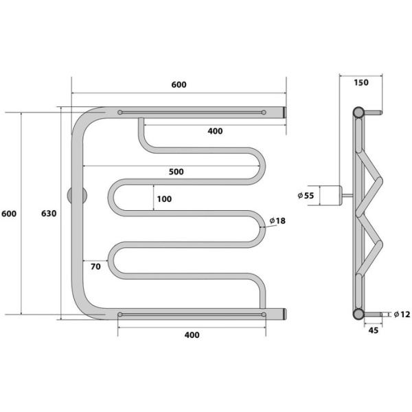 Водяной полотенцесушитель Energy Mix 600x600