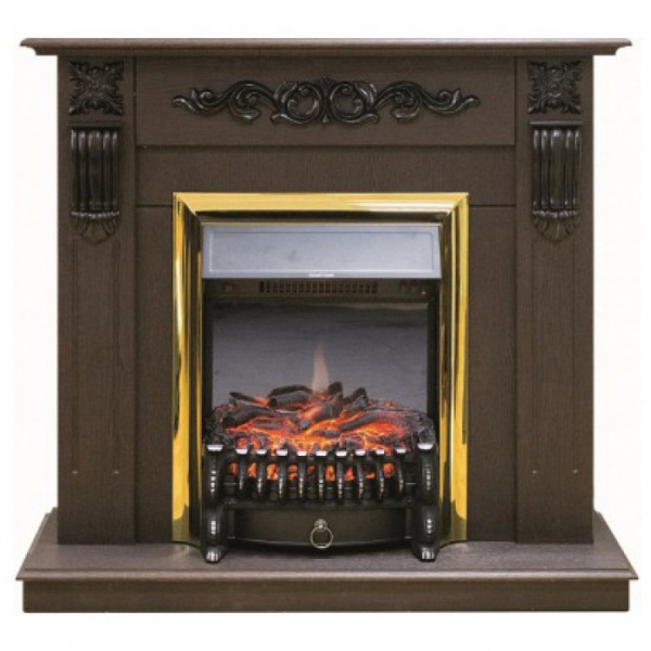 Камин в квартиру электрический Real-Flame Dominica STD/EUG DN с очагом Fobos s Lux BL/BR, Majestic s Lux BL/BR