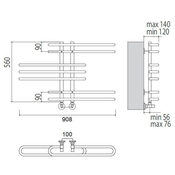 Водяной полотенцесушитель Terminus Диана П7 100*560
