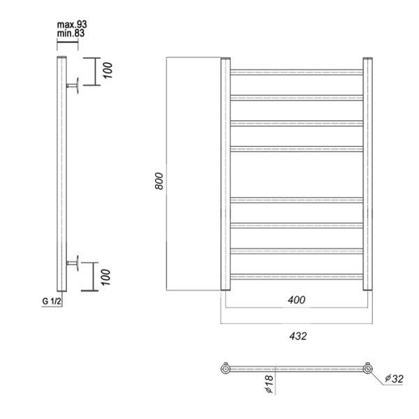Водяной полотенцесушитель Domoterm Медея П8 400х800