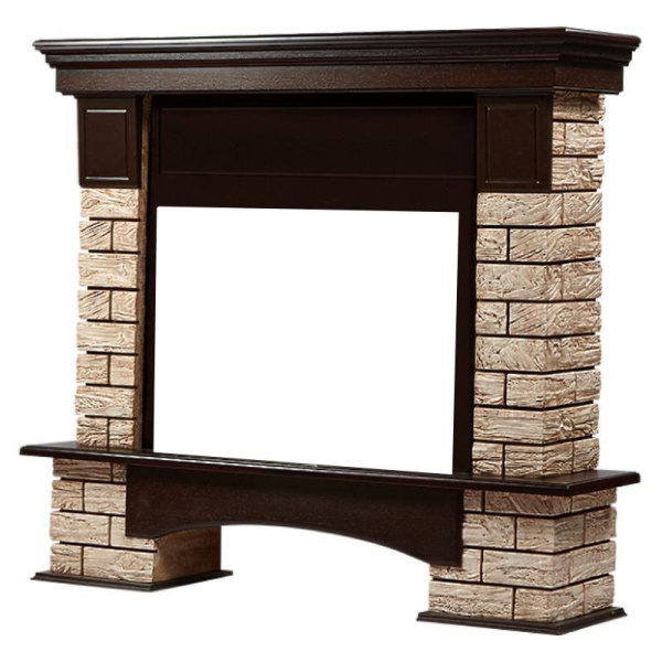 Широкий портал Firelight Forte Wood 25 камень коричневый, шпон темный дуб