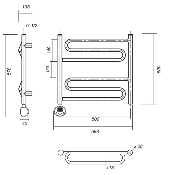 Электрический полотенцесушитель Domoterm Офелия П6 500*500 АБР EL