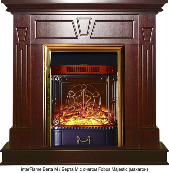 Деревянный камин (портал+очаг) InterFlame Berta/ Берта с очагом Fobos/ Majestic