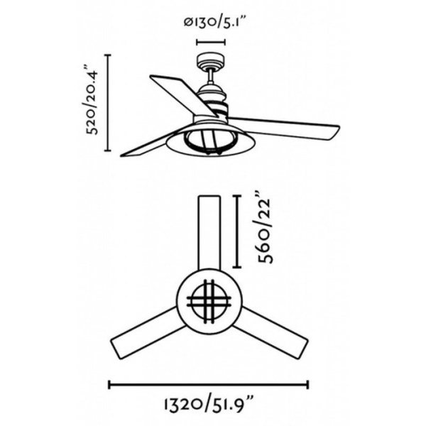 Вентилятор с подсветкой Faro Winch (33396)