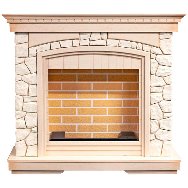 Электрокамин с классическим очагом 3D Dimplex Glasgow (слоновая кость с патиной) с очагом Cassete 400