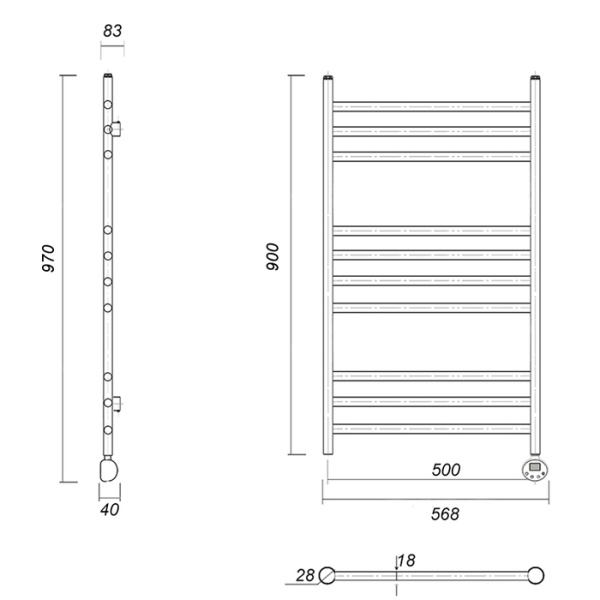 Электрический полотенцесушитель Domoterm Медея П10 500х900 АБР ER