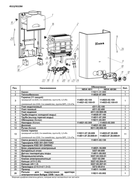 Газовый проточный водонагреватель Neva 4513М