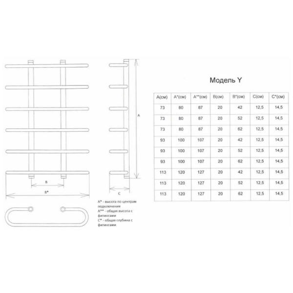 Электрический полотенцесушитель Двин Y (1" - 1/2) 80/40 el